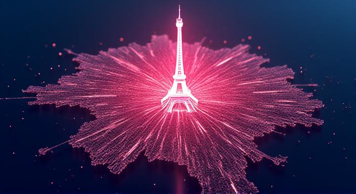 Représentation numérique d'une ville intelligente avec des flux de données de trafic